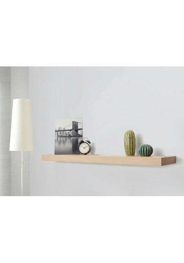 Ahşap Duvar Rafı 110x26x5 Cm İkea Bej Raf Kitap Rafı Kitaplık