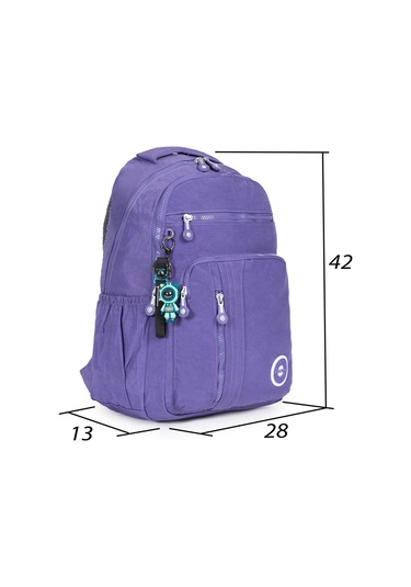 Modern Tarzda Su Geçirmez Krınkil Kumaş Okul Sırt Çantası Hafif, Konforlu Ve Fonksiyonel Tasarım - Mor Mor