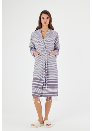 Mulberry Katya Peştemal Bornoz Banyo Ve Plaj Elbisesi Mor