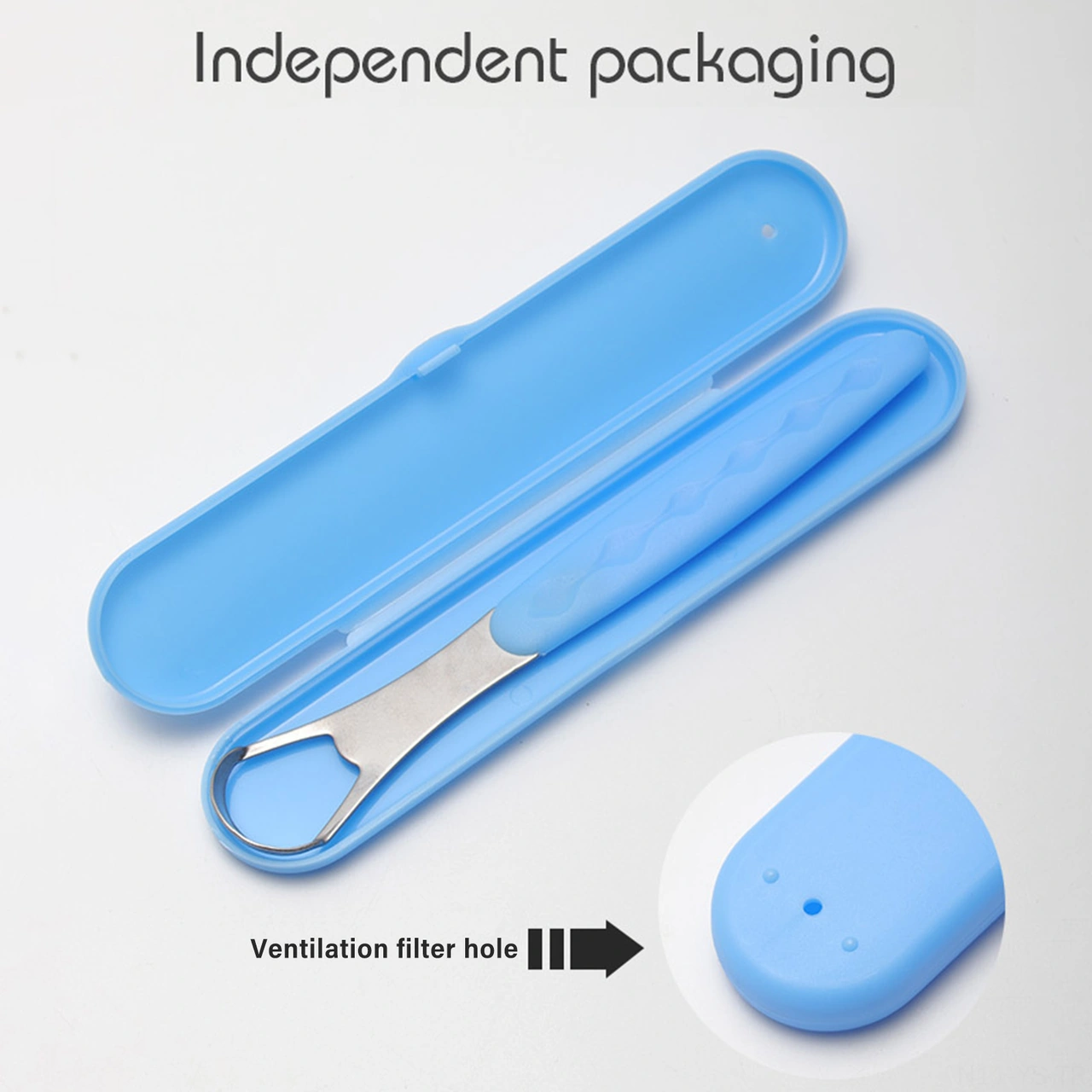 Yunboo 430 Paslanmaz Çelik Dil Tarayıcı, Ağız Bakımı Aleti, Koku Giderici, İki Yönlü Kavisli, Taşınabilir Saklama Kutusu, Siyah Siyah