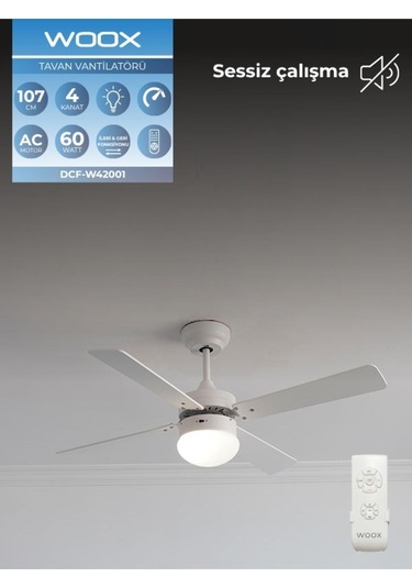 Woox Aydınlatmalı Uzaktan Kumandalı İleri Geri Fonksiyonlu Tavan Vantilatörü