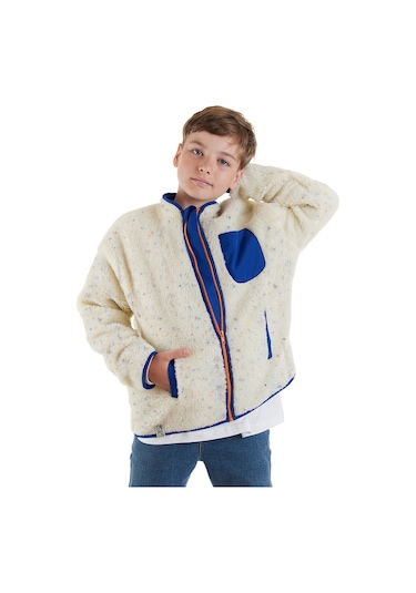 Denokids Beyaz Kız Ve Erkek Çocuk Uniseks Peluş Mont Renkli