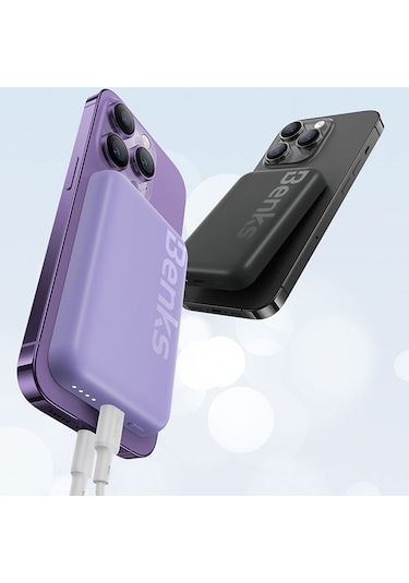 Benks Mp10 6000 mAh İnce Tasarımlı Magsafe Powerbank Mor