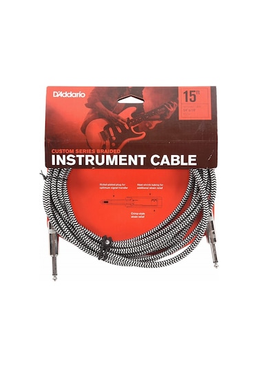 Daddario Pw-Bg-15Bg Braided Straight To Straight Instrument Cable