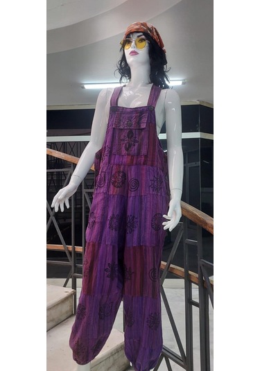 Hint Otantik Yıkamalı Taşlanmış Şalvar Tulum Mor