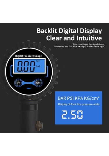 Symbee Yüksek Hassasiyetli Dijital Lastik Basınç Ölçer Ve Şişirme Cihazı, 180 Psı, Led Ekranlı, Tüm Araçlar İçin