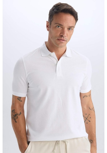 DeFacto Regular Fit Polo Yaka Kısa Kollu Basic Düz Pike Kumaş Beyaz Tişört C1293AX24SPWT34 DeFacto Regular Fit Polo Yaka Kısa Kollu Basic Düz Pike Kumaş Beyaz Tişört C1293AX24SPWT34