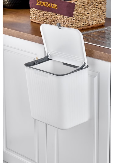 Origa 15 Lt Mutfak Tezgah Üstü Ve Dolap Askılı Çöp Kovası Beyaz