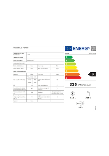 Profilo BD20551FVN A+ 485 LT No Frost Çift Kapılı Buzdolabı