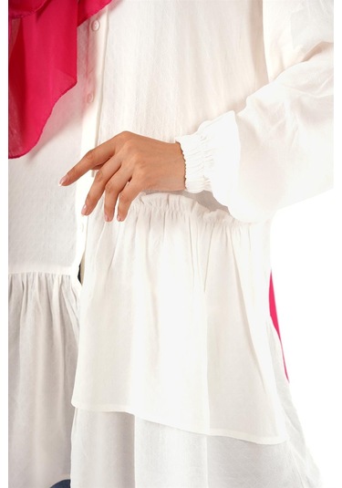 Kendinden Desenli Pamuklu Tunik Çok Renkli