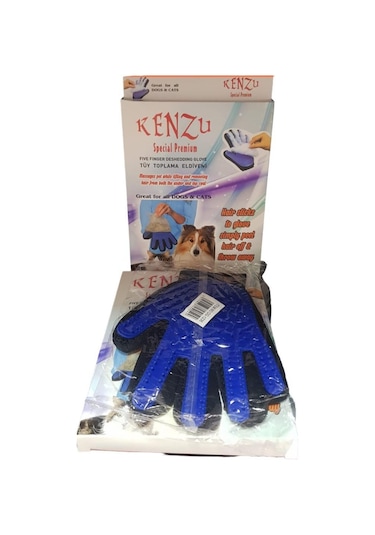 Kenzu Kedi Köpek Tüy Toplama Eldiveni Mavi