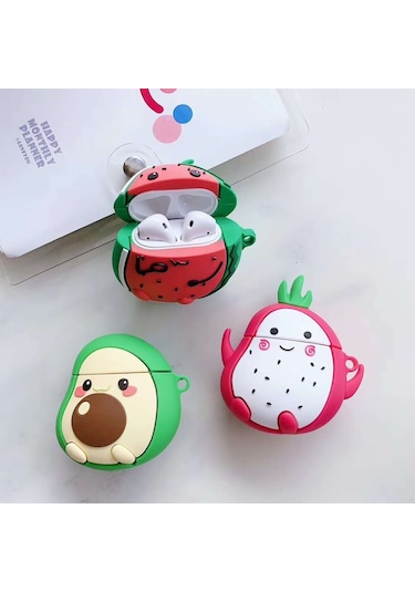 E2M Airpods 1-2 Uyumlu Kılıf Ejder Meyvesi Kırmızı