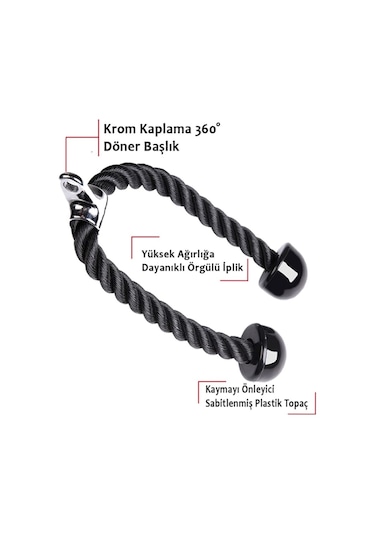 Hummel Krom Kaplama Çelik Kopçalı Profesyonel Triceps Çekiş Halat