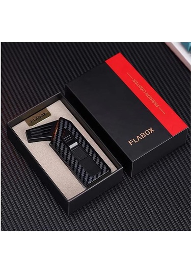 Flabox Aletli Pipo Çakmağı Desenli Siyah Siyah