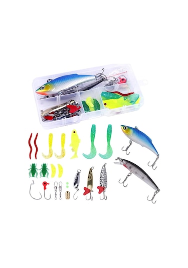 Valkyrie 24 Parça Sahte Olta Yem Ve Aksesuar Seti Silikon Rapala Jig Kaşık