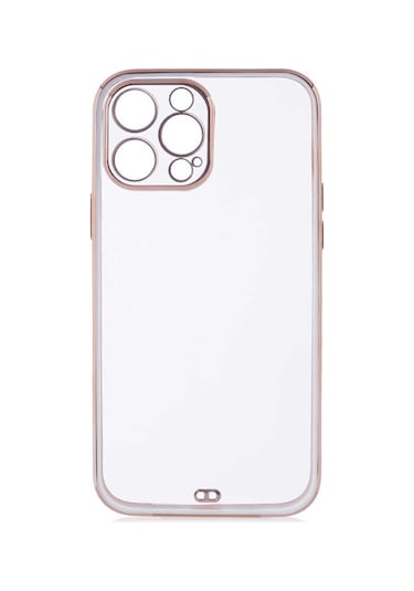 iPhone Uyumlu 12 Pro Max Kılıf Köşeli Gold Şeffaf Kapak