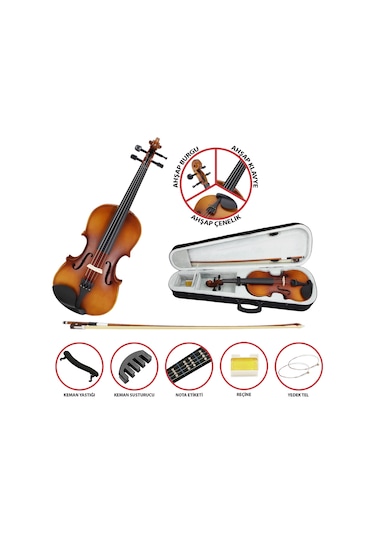 Jwin Vl-800s 4/4 Çantalı Tam Boy Keman Seti - Mat Ahşap