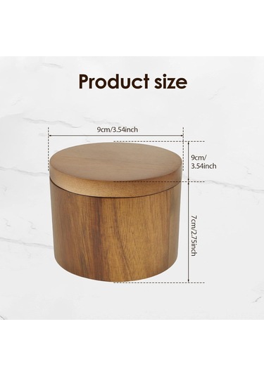 Fosenze Akasya Ahşap Baharat Depolama Kavanozu, Manyetik Döner Kapak Ve Kaşık İle Tuz-biber Veya Baharat Saklama Kutusu Ahşap Rengi