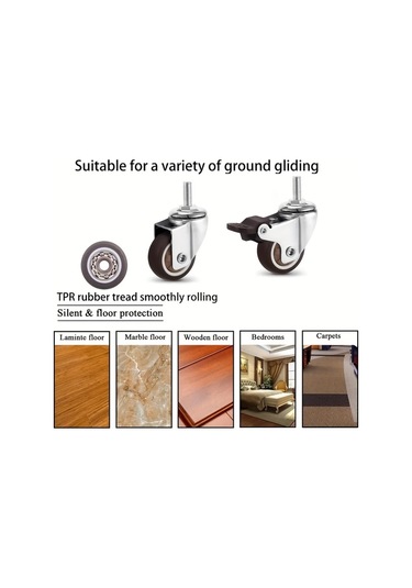 Dashanshop 4 Adet Sessiz Döner Frenli Mobilya Tekerleği M8 2in Halı Sert Zemin