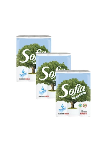 Sofia J-117 Sofıa 500847 3 Katlı Kağıt Havlu 12 Rulo X 3 Paket (Kokusuz)