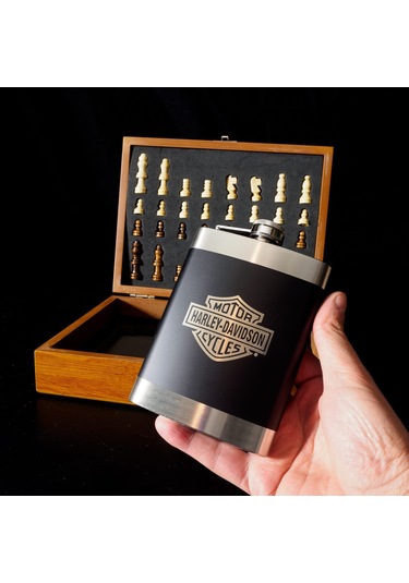 Ahşap Kutulu Satrançlı Matara Seti