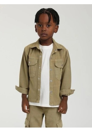 Erkek Çocuk Cepli Gömlek Ceket-15629 Yeşil