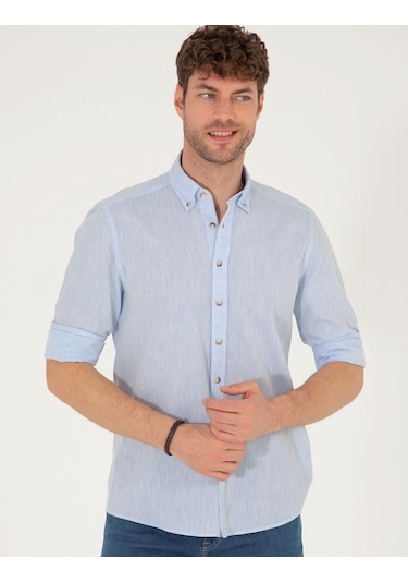 Pierre Cardin Erkek Açık Mavi Desenli Gömlek 50265119-vr003 Açık Mavi