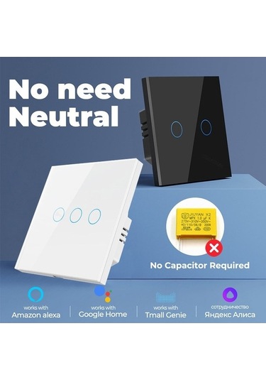 Ebitda Tuya Zigbee Zero Firewire Dokunmatik Duvar Uzaktan Kumanda Anahtarı Işık/ses Kontrolü Ab Fişi, Stil: 1 Grup Siyah