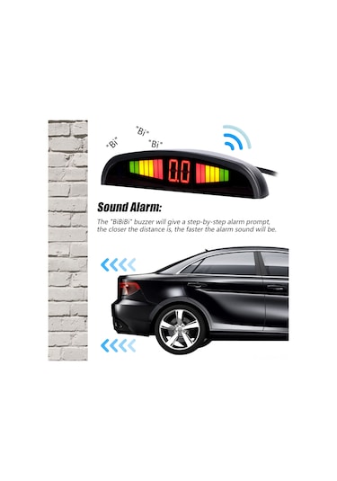 Suofeng "4 Sensörlü Park Asistanı: Led Ekranlı, Sesli Uyarı, 30-250cm Hassas Mesafe Ölçümü"