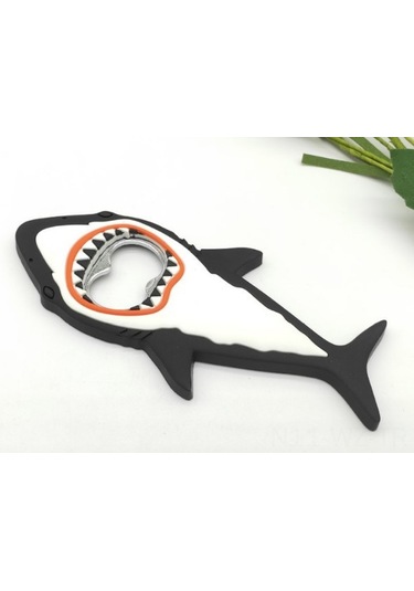 Wezone Pvc Jellied Açıcı: Köpekbalığı Desenli, Bira Ve Gazoz Şişeleri İçin Dayanıklı, Logo Baskılı Ev Gereci Siyah Siyah