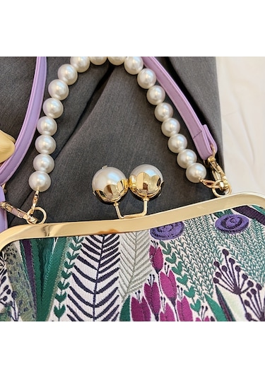 Zarif Çiçek Desenli Çapraz Çanta