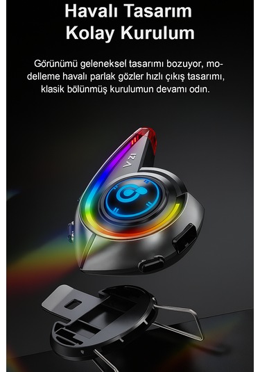Y21 Bluetooth Motosiklet Kask Kulaklığı Led Işıklı İntercom
