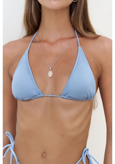 Mai Collection Mai Studios Co. Cahya Bağlamalı Üçgen Mavi Bikini Üstü Mavi