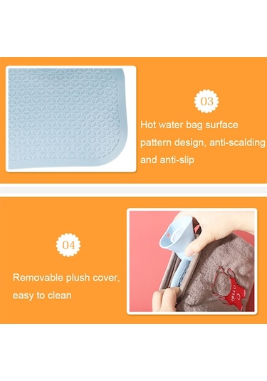 0688 Pvc Peluş El Takılabilir Su Dolu Sıcak Su Torbaları Gri