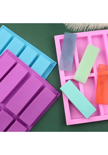8 Izgara Dikdörtgen Silikon El Yapımı Sabun Kalıbı Diy Aromaterapi Kalıbı Purple Diğer