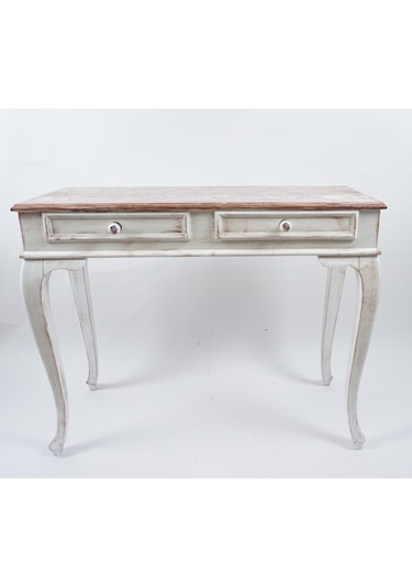 Masifart 100 Cm Seme Beyaz Eskitme Dresuar Çekmeceli Makyaj Masas Beyaz