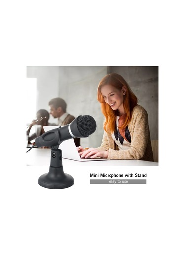 Mufunye Standlı Mini Mikrofon 3.5mm Jaklı Masa Mikrofonu Bilgisayar Oyun Kayıt Sohbet Şarkı Söyleme Toplantı