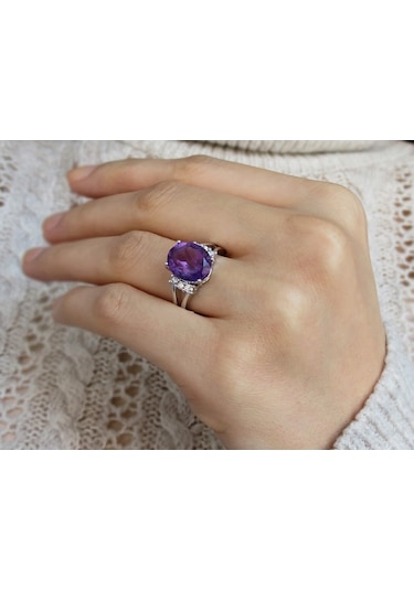 Sirius G Renk Büyük Ametist Ve Pırlanta Taşlı Yüzük 0804R0051