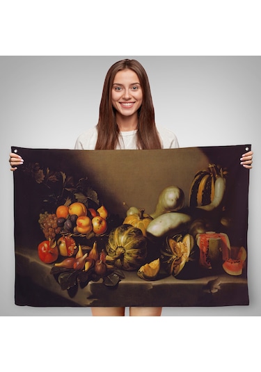Caravaggio - Meyveli Natürmort Duvar Örtüsü - Still Life With Fruit-7134