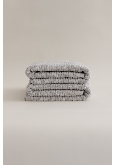 Ivory Gri Fitilli Mikro Fiber %100 Pamuk 2li El Yüz Havlusu Seti Gri
