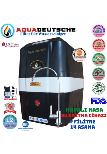 Elegance Pompalı Siyah 12 Lt 7 Filtre 14 Aşama Su Arıtma Cihazı