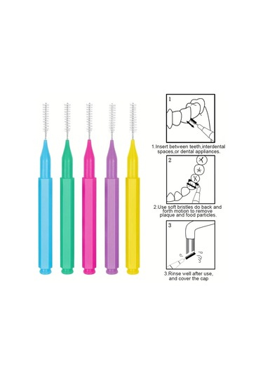 Willowhaven 100 Adet Diş Arası Fırçası - Siyah, Braces Ve Detaylı Diş Temizliği İçin