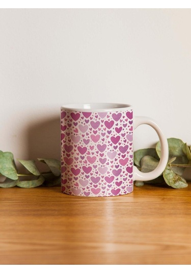 Pembe Mor Kalpler Tasarım Kupa-509