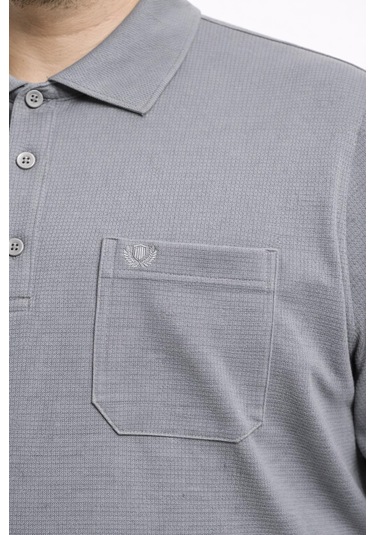 Classics Men Simenti Büyük Beden Erkek Polo Yaka Sweatshirt - 7564 Gri