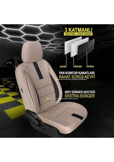 Oniks Bej Toyota Corolla Uyumlu Oto Koltuk Kılıfı