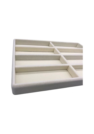 Yerli Üretim New York Model Süet Süet Kumaş Krem Renk Bölmeli Çekmece Içi Gözlük Standı Çok Renkli