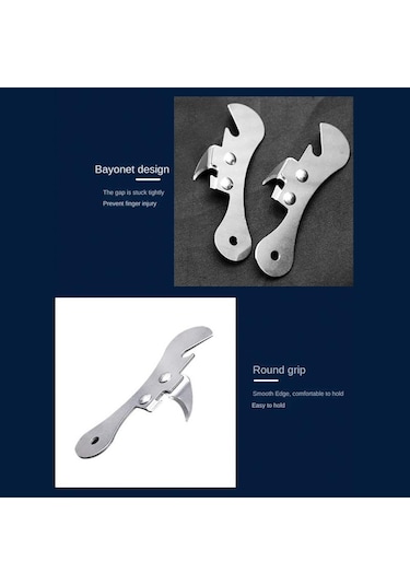 Paslanmaz Çelik Çok Fonksiyonlu Konserve Açacağı Emniyet Yan Kesim Manuel Teneke Profesyonel Ergonomik Kavanoz Teneke Açacağı Kutular Mutfak Aracı Gümüş