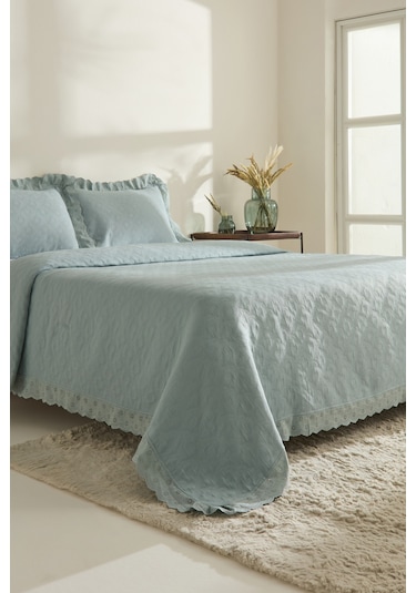 Karaca Home Arya Çift Kişilik Yatak Örtüsü Seti Mavi Mavi