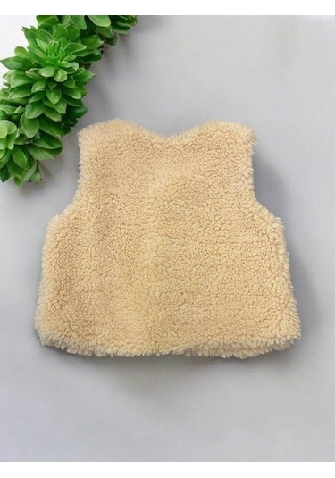 Çikoby Kız Bebek Peluş Yelek-14866 Bej