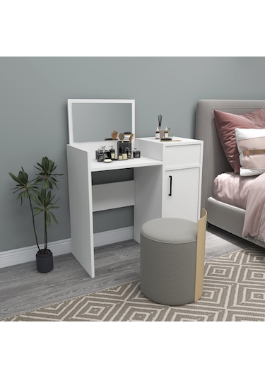 Arnetti Sedef Aynalı Makyaj Masası Beyaz